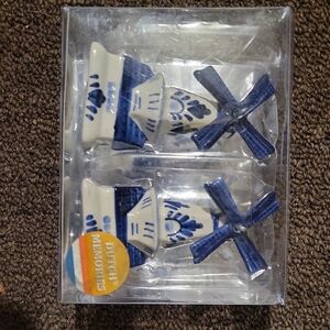 Blue and White Windmill Salt and Pepper Shakers